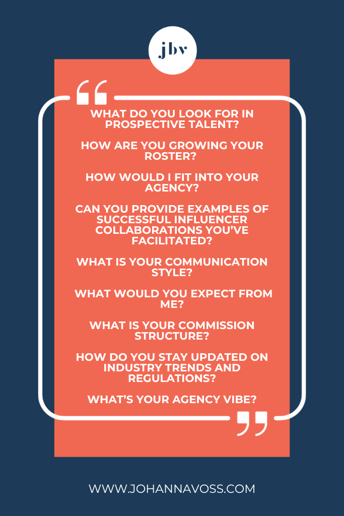 questions to ask an influencer agent
